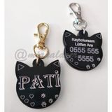 Siyah Kedi Künyesi Kedi Kafası Şeklinde Kedi Isimliği Kedi Künye