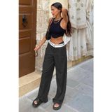 Siyah Kemer Detaylı Bol Paça Pantolon MG1834
