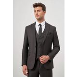 Siyah Kendinden Desenli Armürlü Kılıç Yaka Tam Astar Çift Yırtmaç 2 Düğme Yelekli 6 Drop Slim Fit Classic Takım Elbise 1001245156