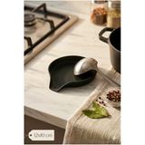 Siyah Kepçe Altlığı 12x10 cm Mutfak Tezgah Üstü Kaşıklık Modern Tasarım Isıya Dayanıklı Şık Düzenley