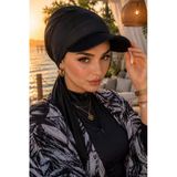 Siyah Kepli Deniz / Havuz Kullanımına Uygun Bağcıklı Eşarp Bone
