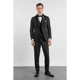 Siyah Kılıç Yaka Düz Desen 6 Drop Slim Fit Esnek Takım Elbise 1001260292
