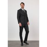 Siyah Kılıç Yaka Kendinden Desenli 6 Drop Slim Fit Esnek Takım Elbise 1001260159