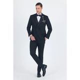Siyah Kılıç Yaka Kruvaze Slim Fit Ceremony Takım Elbise 1001250203