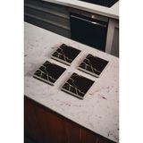 Siyah Kintsugi Sanatı, Kintsukuroi Art Doğal Taş Traverten Bardak Altlığı 4 Lü Set