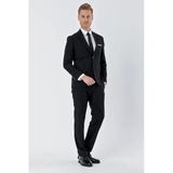 Siyah Kırlangıç Yaka 6 Drop Slim Fit Tam Astar Esnek Takım Elbise 1001240011