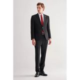 Siyah Kırlangıç Yaka 6 Drop Slim Fit Tam Astar Esnek Takım Elbise 1001255157
