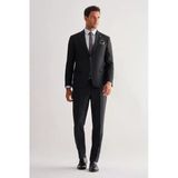 Siyah Kırlangıç Yaka Çizgili 6 Drop Slim Fit Tam Astar Esnek Takım Elbise 1001255156
