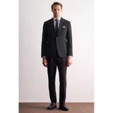 Siyah Kırlangıç Yaka Çizgili 6 Drop Slim Fit Tam Astar Esnek Takım Elbise 1001255164