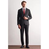 Siyah Kırlangıç Yaka Çizgili 6 Drop Slim Fit Tam Astar Esnek Takım Elbise 1001255165