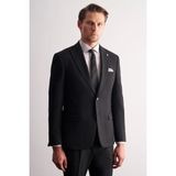 Siyah Kırlangıç Yaka Çizgili Desen Esnek 6 Drop Slim Fit Classic Takım Elbise 1001255164