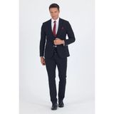 Siyah Kırlangıç Yaka Kelebek Astar 6 Drop Slim Fit Beli Lastikli Takım Elbise 1001250176