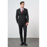 Siyah Kırlangıç Yaka Kruvaze 6 Drop Slim Fit Tam Astar Esnek Takım Elbise 1001245173