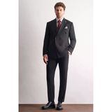 Siyah Kırlangıç Yaka Kruvaze 6 Drop Slim Fit Tam Astar Esnek Takım Elbise 1001255158