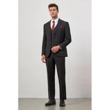 Siyah Kırlangıç Yaka Yelekli 6 Drop Slim Fit Tam Astar Esnek Takım Elbise 1001245151