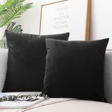 Siyah Kırlent Kılıfı 4'lü Set - Gizli Fermuarlı - Kadife Dokulu - 43 x 43 cm
