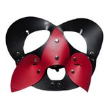 Siyah Kırmızı Deri Maske, Metal Perçinli Kostüm Maskesi | Cosplay ve Kostüm, Metal Perçin Detay, Göz Açıklıklı Tasarım, Siyah ve Kırmızı Renk, Parti Aksesuarı