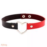 Siyah Kırmızı Deri Tasma Kalp 35 Cm Choker Bayan Kolye Takı