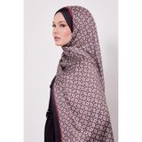 Siyah-Kırmızı Kare Desen Hint İpeği Şal