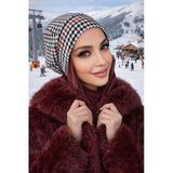 Siyah Kırmızı Kazayağı Tesettür Bere