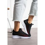 Siyah Kırmızı Unisex Yıkanabilir Rahat Hava Alabilen Kokusuz Triko Spor Ayakkabı Sneaker 015 - Siyah - Kırmızı