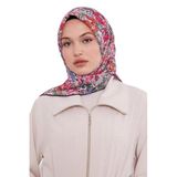 Siyah-Kırmızı Yonca Desen Soft Eşarp