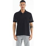 Siyah Kol Baskı Detaylı Polo Yaka Standart Form Erkek T-shirt - 88240