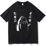 Siyah Komik Japon Balık Silah Tshirt,/ Harajuku Kawaii I Yaz Üstleri