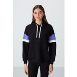 Siyah Kompakt Pamuklu Kalın Pürüzsüz Dokulu Kapüşonlu Oversize Fit Kadın Sweatshirt - 97290