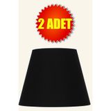 Siyah Konik Başlık Kumaş Abajur Şapka 2 Adet Çap 35 Cm A872 Siyah