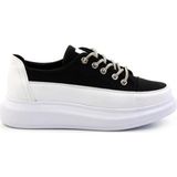 Siyah Kot Kumaş Kadın Sneaker K01179222237