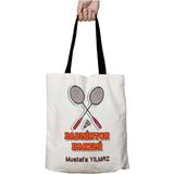 Siyah Kulplu Kişiye Özel Badminton Hakemi Raket Yıkanabilir Okul Omuz Çanta