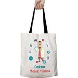 Siyah Kulplu Kişiye Özel Erkek Doktor Ecza Yıkanabilir Okul Omuz Çanta
