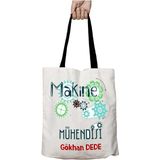 Siyah Kulplu Kişiye Özel Makine Mühendisi Çark Yıkanabilir Okul Omuz Çanta