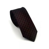Siyah Küp Desenli Bordo Dokuma Kumaş Mendilli Slim Fit Kravat // SDK-2605-4