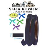 Siyah Kurdele Saten 1 Cm 10 Metre 2 Adet Saten Kurdela Parlak Hediye Ve Süsleme Şeridi Süs Paketleme Çiçek Saç El