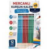 Siyah Kurşun Kalem Mercanlı 12 Adet Faber Castell Mercanlı Kurşun Tahta Kalem Hb Orta Dereceli Öğrenci Kalemi Okul