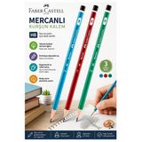 Siyah Kurşun Kalem Mercanlı 3 Adet Faber Castell Mercanlı Kurşun Tahta Kalem Hb Orta Dereceli Öğrenci Kalemi Okul