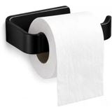 Siyah Lamalı Tuvalet Kağıtlığı, Hem Yapışkanlı Hem Vidalı Montajlı Wc Kağıt Askılığı, Açık Uç Tasarımlı Banyo Tuvalet Kağıdı Tutucu, Mat Siyah Modern Kağıtlık