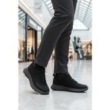 Siyah Lastik Bağcıklı Kalın Rahat Tabanlı Erkek Casual Ayakkabı Sneaker 460