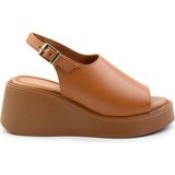 Siyah Leather Kadın Sandalet K05359032103 - Taba