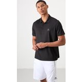 Siyah Logo Baskılı Standart Kalıp Polo Yaka Aktif Spor Erkek T-Shirt - 88252