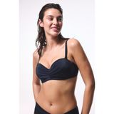 Siyah Lotus Çizgili Toparlayıcı Balenli Balconette Bikini Üstü
