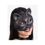 Siyah Lüks Kedi Maskesi 12x13 cm, Plastik Parti Kostüm Aksesuarı