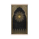 Siyah Mandala Desen Kabartmalı Özel Dokuma Seccade