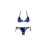 Siyah Mavi Pul Payetli Üçgen Bikini Takımı (36)