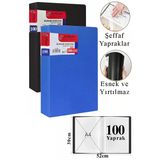 Siyah Mavi Sunum Dosyası 100 Lü 2 Adet Poşet Dosyalı Katalog Dosyası 100 Poşetli Kendinden Dosya Plastik Kapaklı