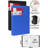 Siyah Mavi Sunum Dosyası 40 Lı 2 Adet Poşet Dosyalı Katalog Dosyası 40 Poşetli Kendinden Dosya Plastik Kapaklı