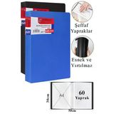 Siyah Mavi Sunum Dosyası 60 Lı 2 Adet Poşet Dosyalı Katalog Dosyası 60 Poşetli Kendinden Dosya Plastik Kapaklı