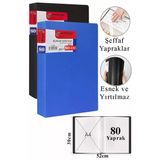 Siyah Mavi Sunum Dosyası 80 Li 2 Adet Poşet Dosyalı Katalog Dosyası 80 Poşetli Kendinden Dosya Plastik Kapaklı